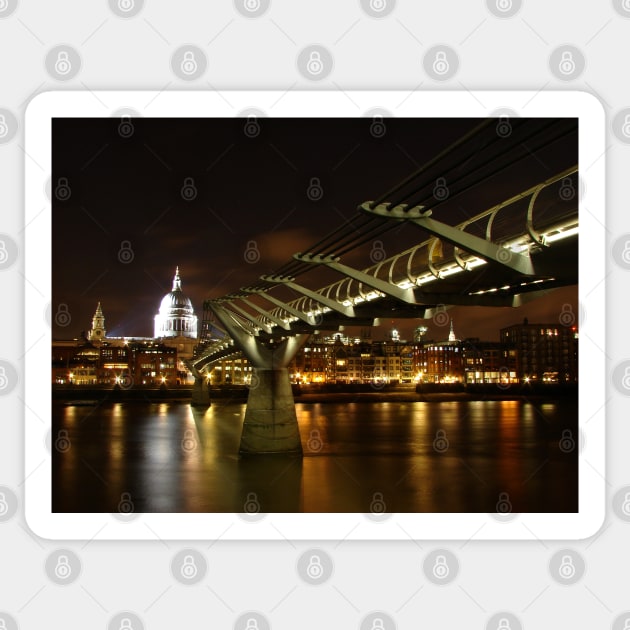 Millenium Bridge and St Paul`s Cathedral, London Sticker by Chris Petty